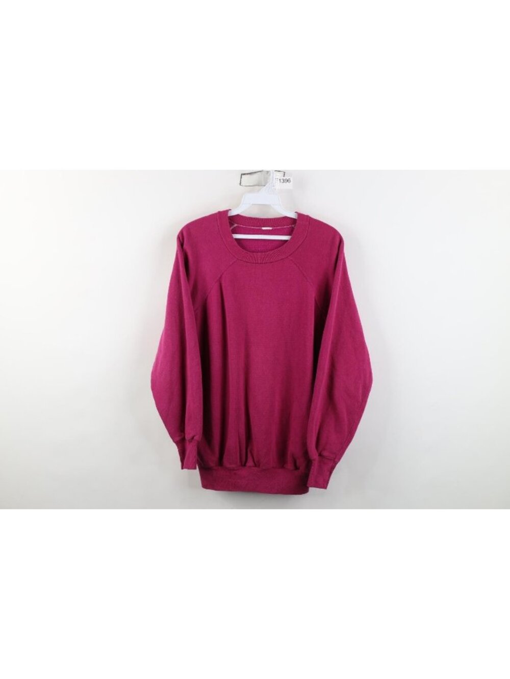 Vintage 80s 90s Blank Raglan Crewneck Sweatshirt Womens Size XL Magenta Faded